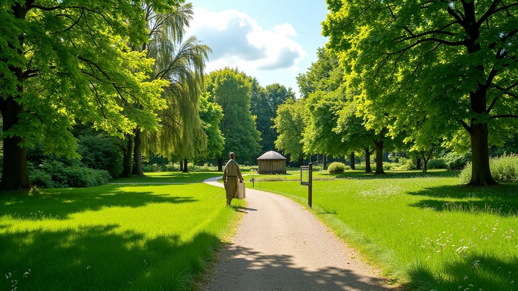 Wandelroute door het beeldenpark met groene natuurgebied