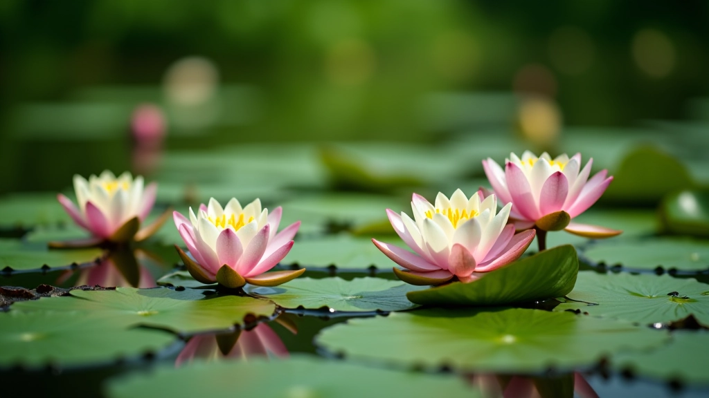 Waterlelies en waterplanten in de vijver van Rivierenhof park